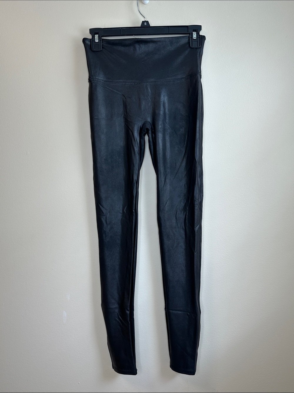 SPANX Black Faux Leather Leggings Sz Medium